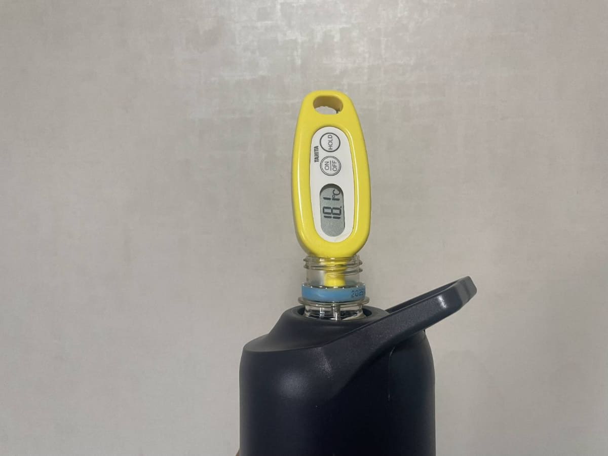 6時間35分後、保冷ホルダーに入れたものは「18.1℃」