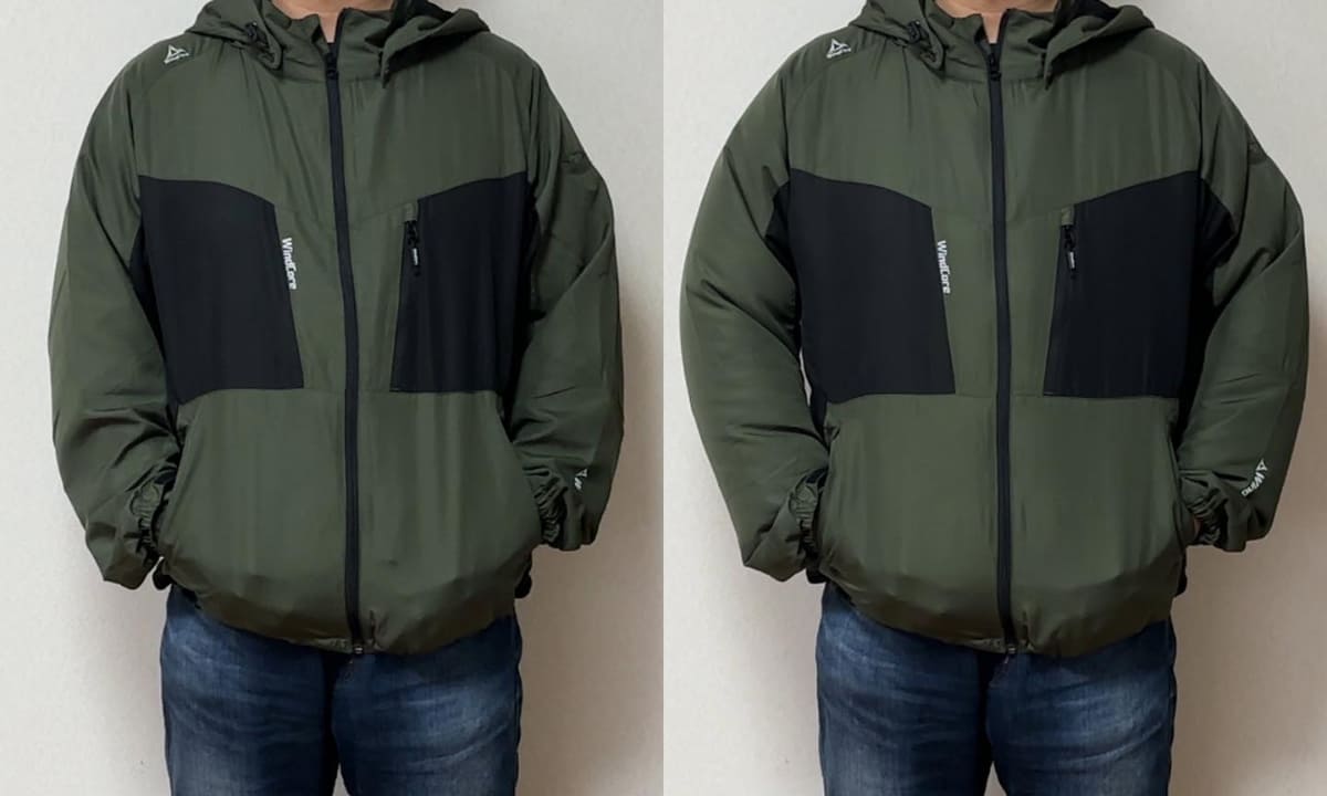 ファンがオフの状態(左)とオンの状態(右)の比較。恰幅のよい体型になります