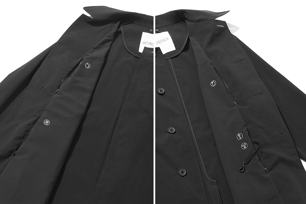 ポケットの部分に、財布、パスポート、スマートフォン、鍵、イヤホンのアイコンがある