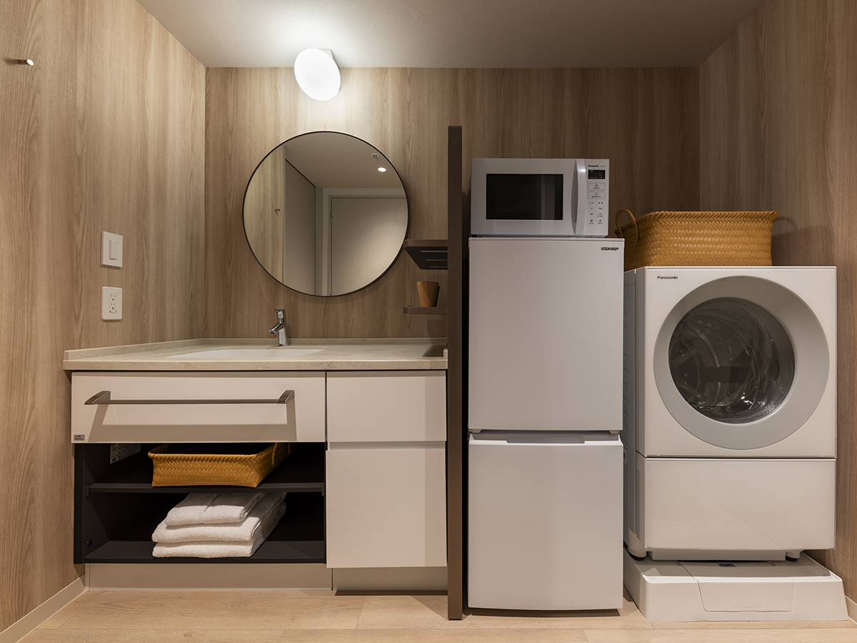 全室に洗濯乾燥機・電子レンジ・冷凍冷蔵庫を完備
