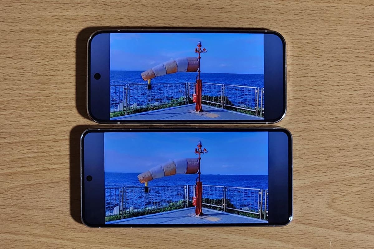 写真では伝わりづらいかも知れませんが、6.3型と6.7型では、動画視聴時のインパクトはやはり違います