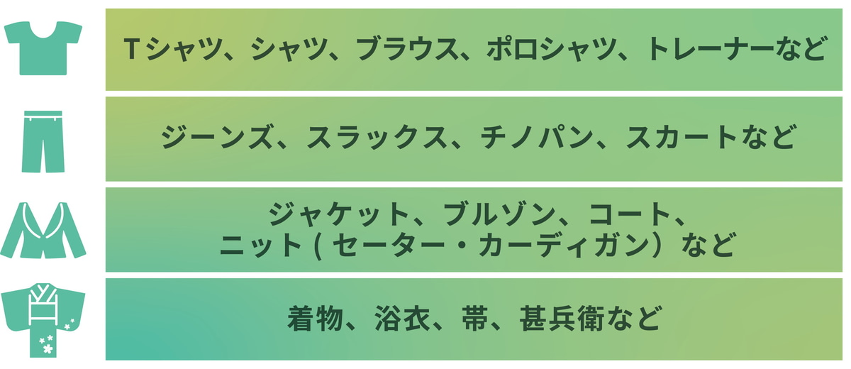 回収できる衣類