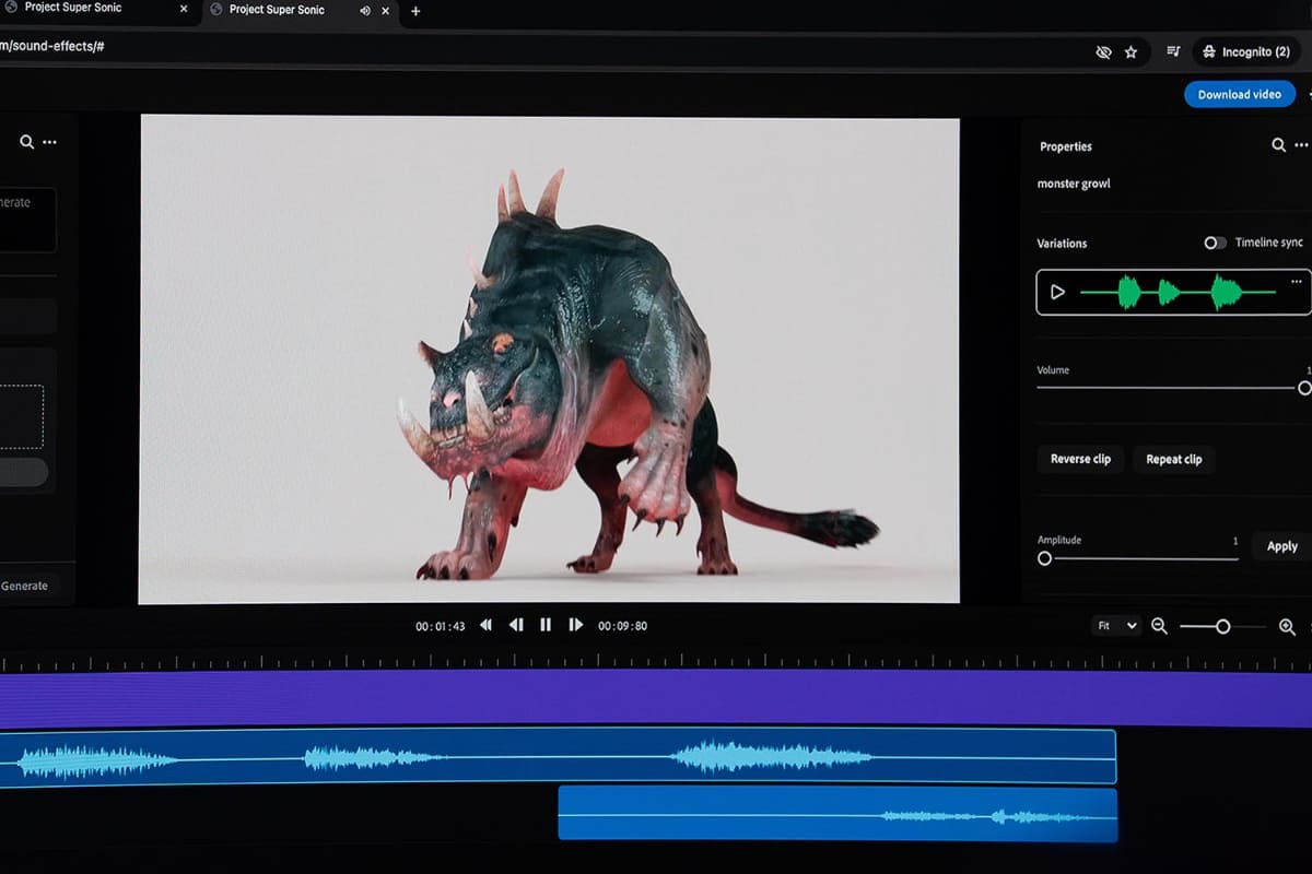 モンスターの鳴き声を「人の声」で仮に入れ、その声を元にリアルな効果音を生成