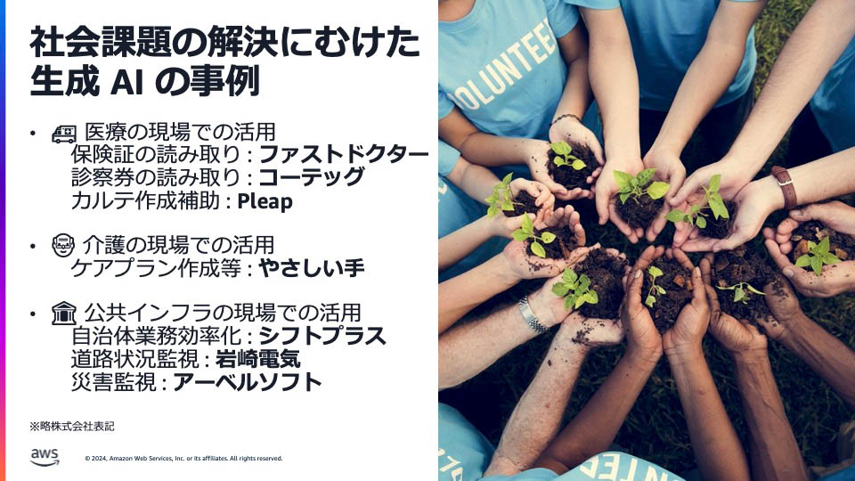 医療や介護、公共インフラなど社会問題の解決に向けたAI事例