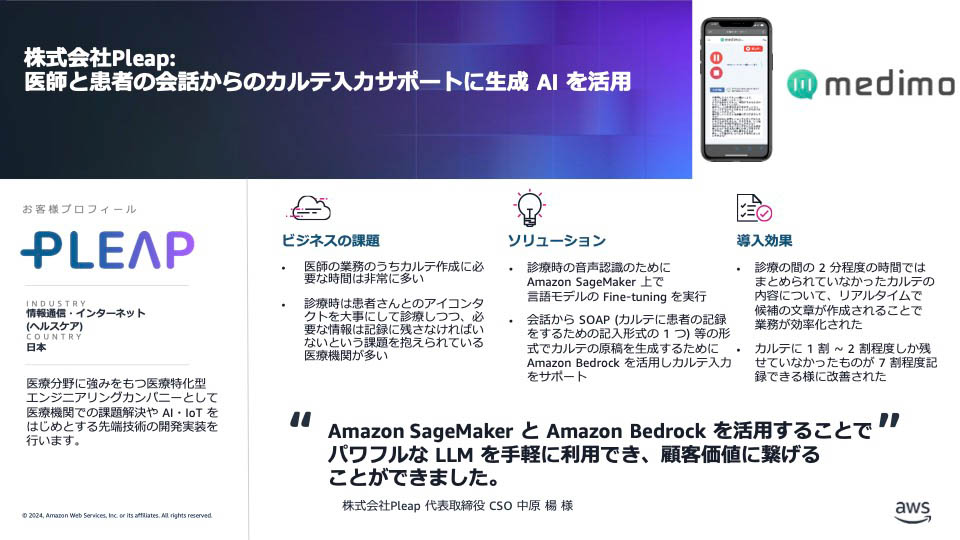 Pleapはカルテ入力サポートにAIを活用