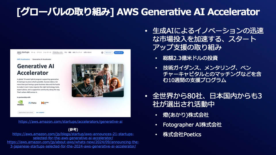 AWS Generative AI Acceleratorには日本から3社が選定