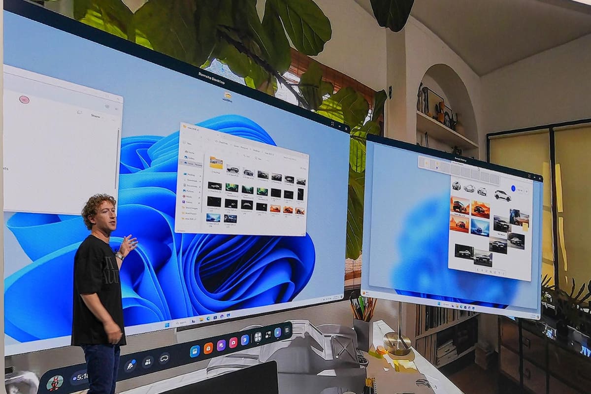 9月末のMeta年次イベント「Meta Connect」での写真より。Windowsをマルチ画面で、Meta Quest 3の中から利用可能