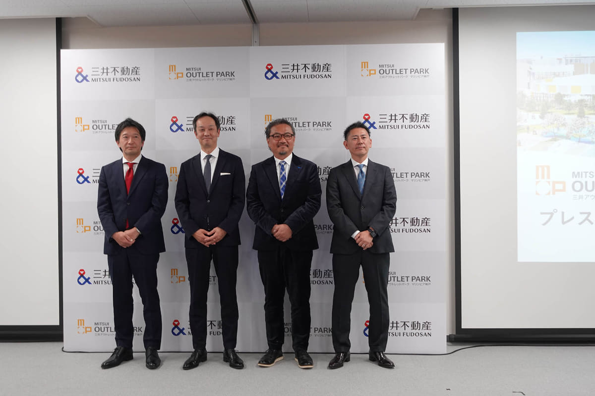 左から三井不動産 若林瑞穂部長、ポトマック 浜崎和弘社長、三井不動産 肥田雅和部長、マリンピア神戸オペレーションセンター 古瀬岳史所長