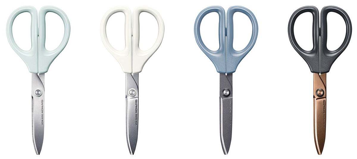 左から、スタンダード刃、グルーレス刃、フッ素・グルーレス刃、チタン・グルーレス刃