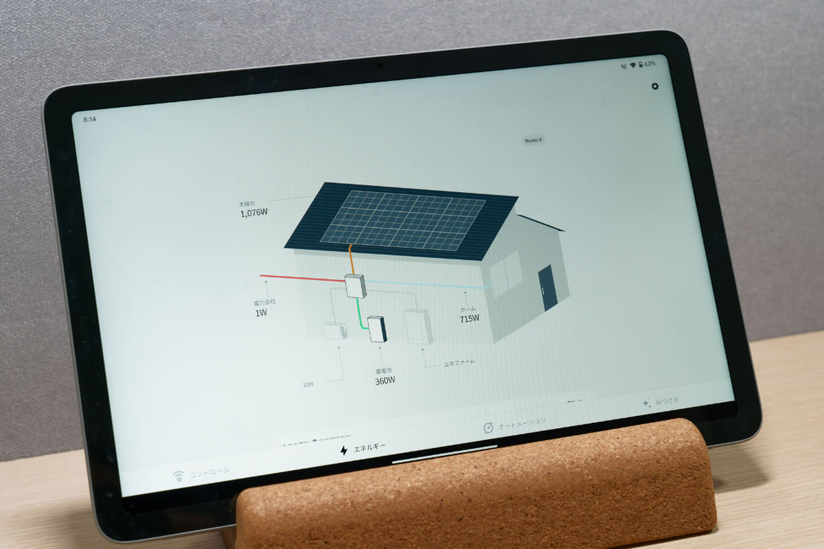 タブレットに表示させると、まさしくHEMSモニター