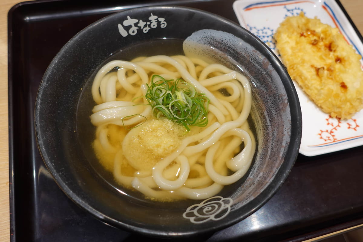 はなまるうどんのかけ＋れんこん天