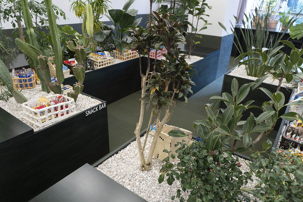 スナックバーは植栽の中に設置されている