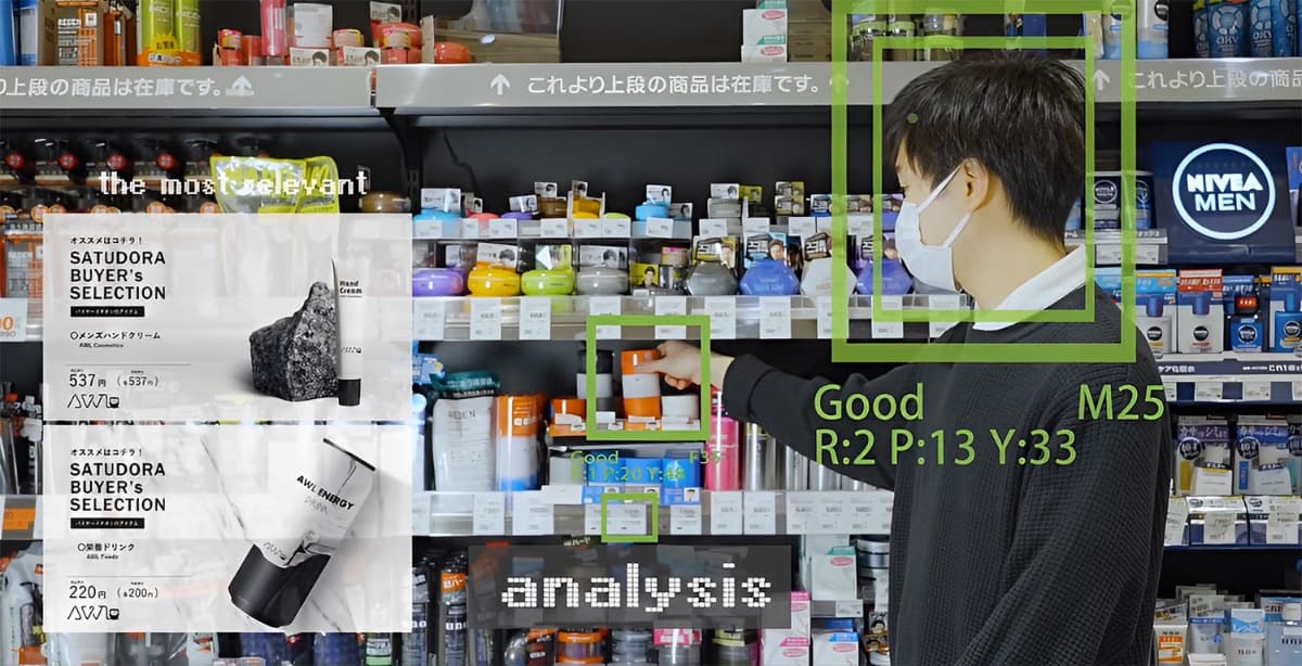 エッジAIを活用して店舗での来店客の行動分析を行なう(資料提供：AWL)