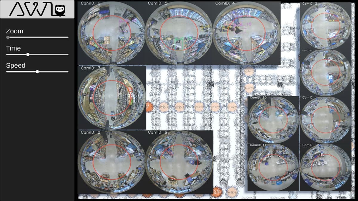 複数の監視カメラをまたいで人物追跡を行なう(資料提供：AWL)