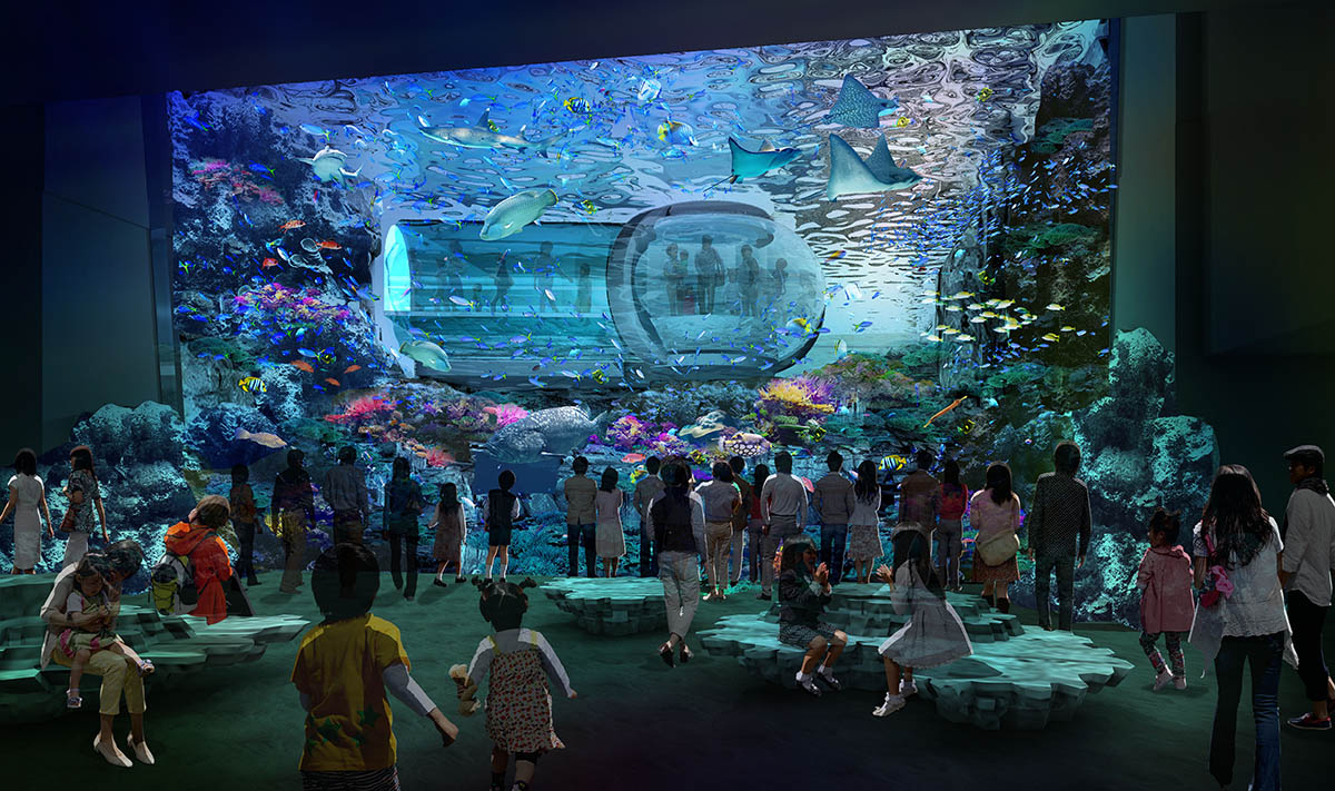 高さ7m、幅13mの大画面の大水槽(イメージ)