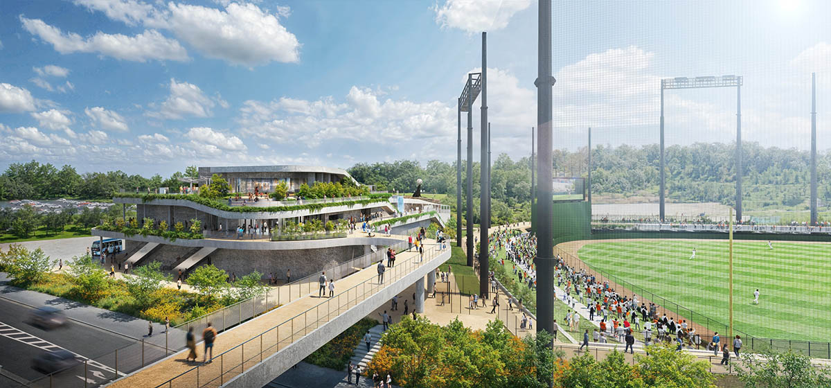 飲食施設と水族館がブリッジでつながる(イメージ)