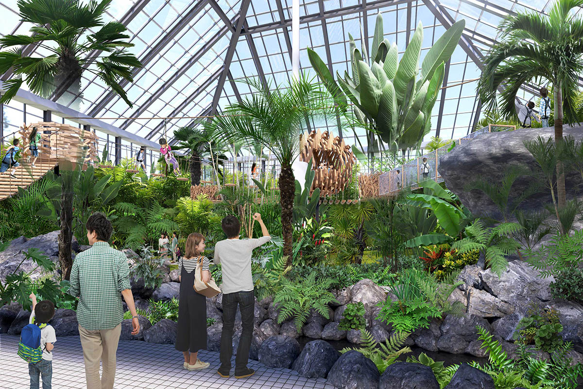 浮動する回遊型のフォレスト系アスレチック