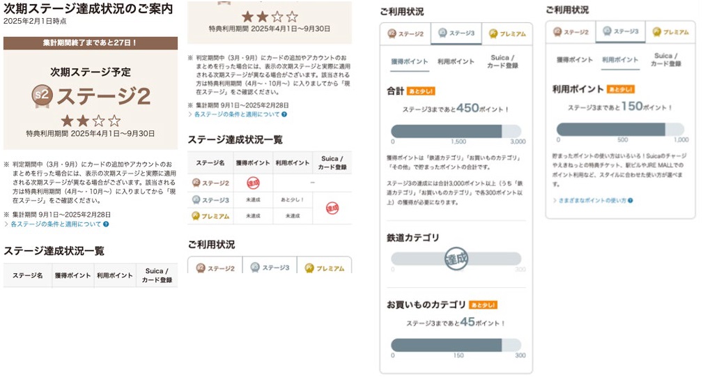 次期ステージ適用条件や達成状況が確認できるようになる