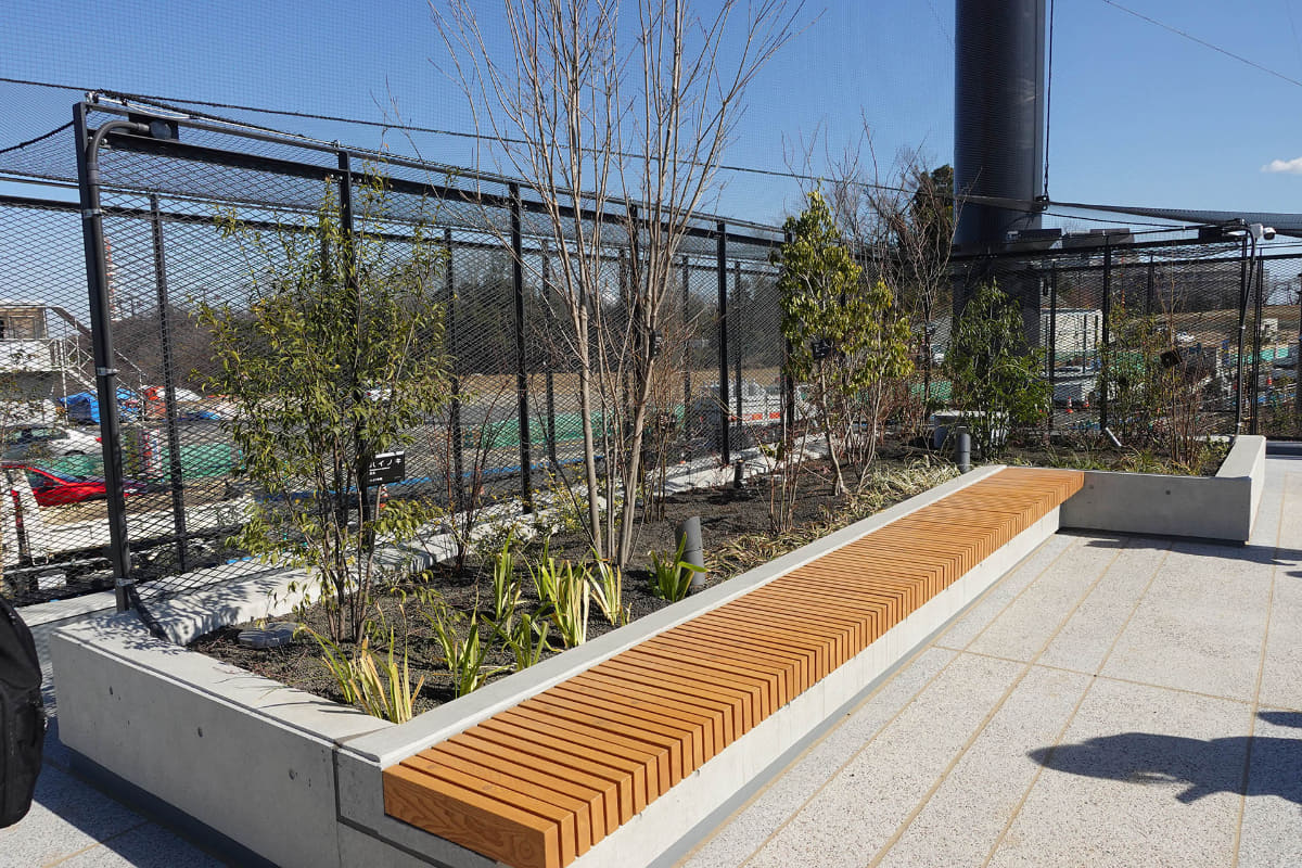 3階の植栽とベンチ