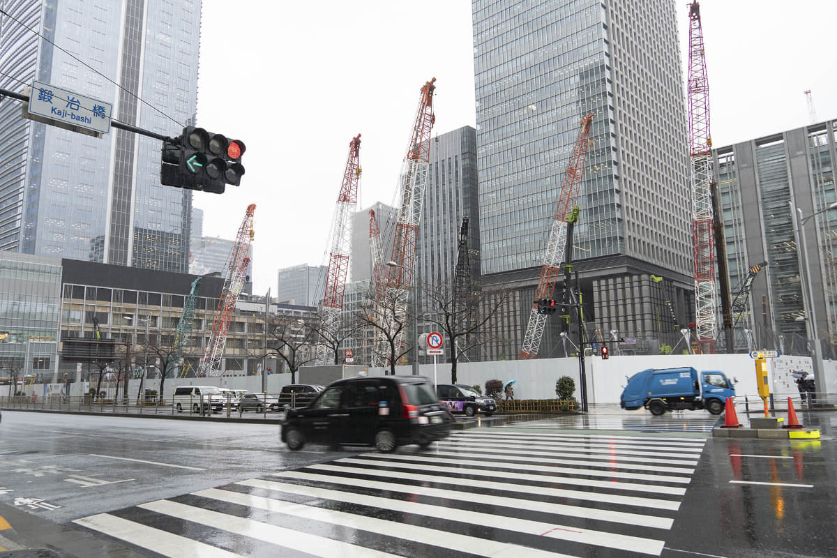 開発が進められている八重洲二丁目中地区。かつて八重洲ブックセンター本店や八重洲三井ビルディングなどがあった