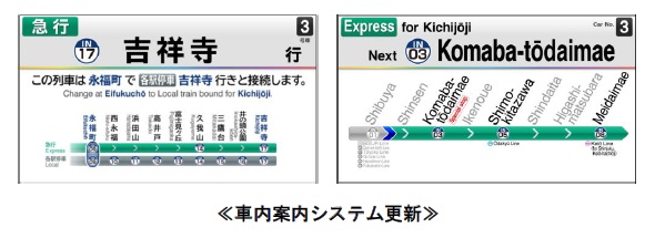車内案内表示器は多言語表記ができる仕様に更新