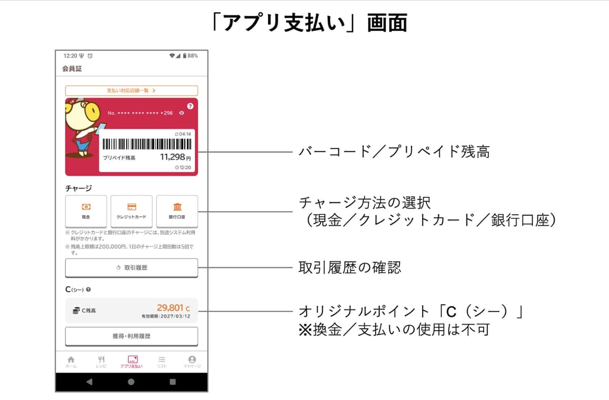 アプリ支払い画面