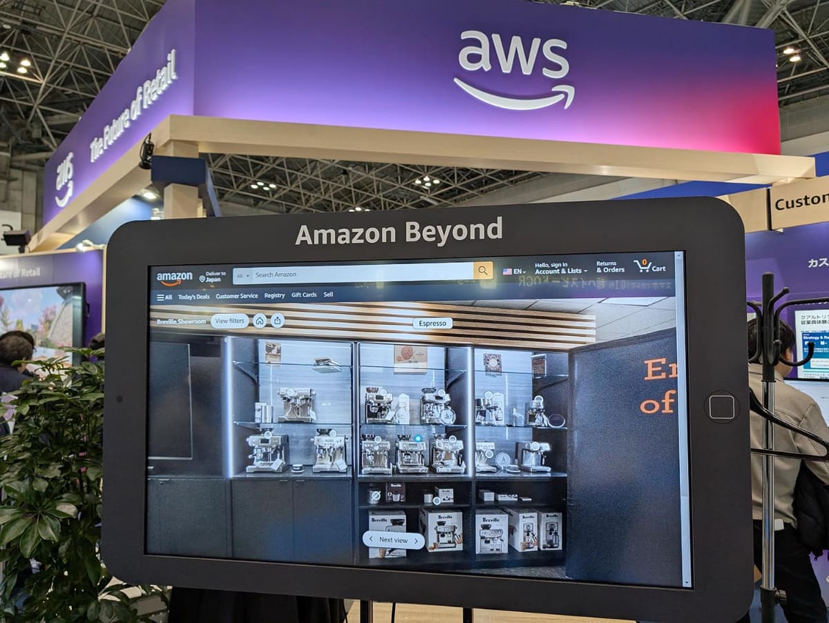 NRFではお馴染みの会社だが、リテールテックへの出展は8年ぶりとなるAWSのブース