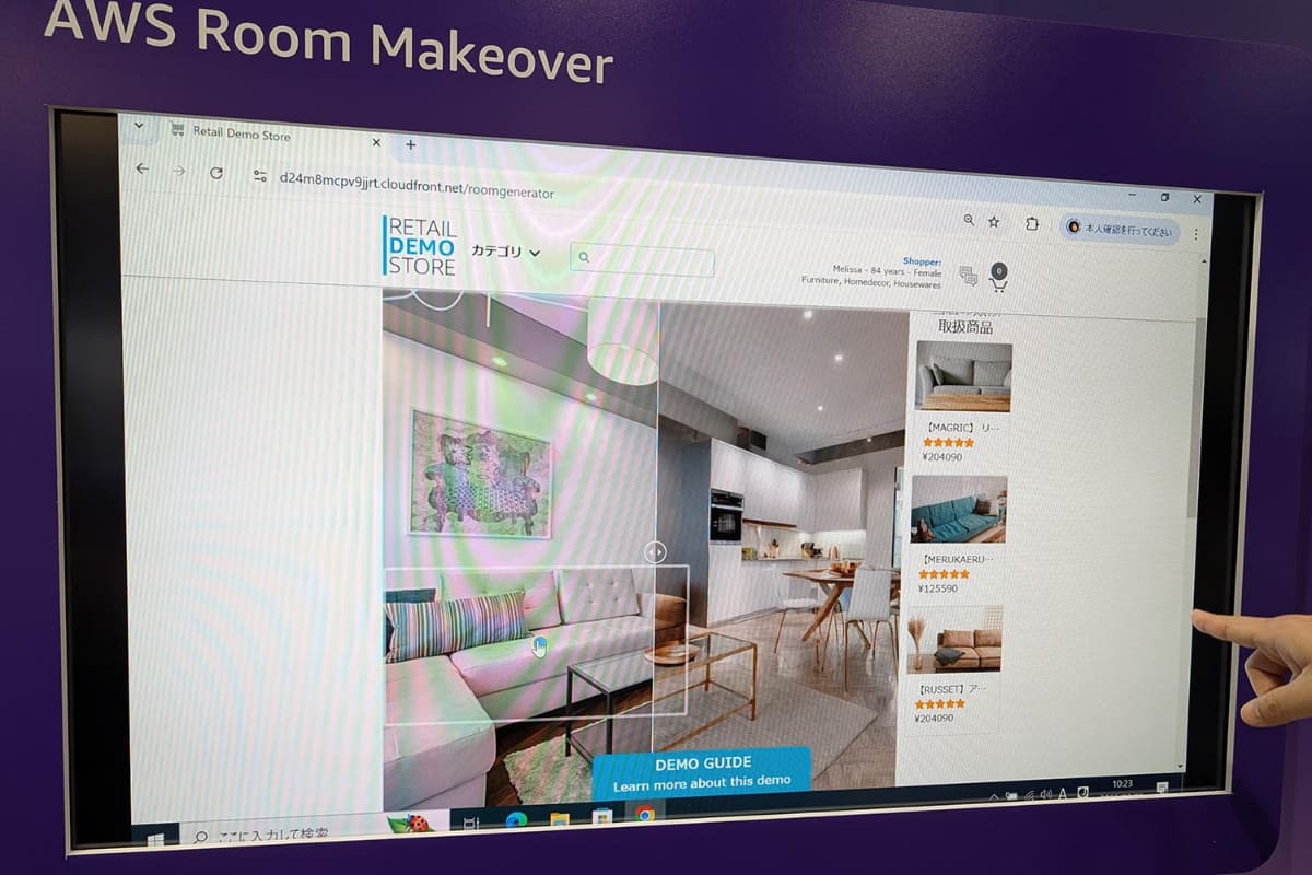バーチャル画面で部屋のイメージと商品の組み合わせを確認しつつ、製品販売ページへと誘導が可能