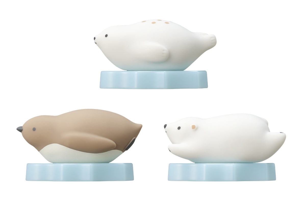 上からアザラシ、ひなペンギン、シロクマ