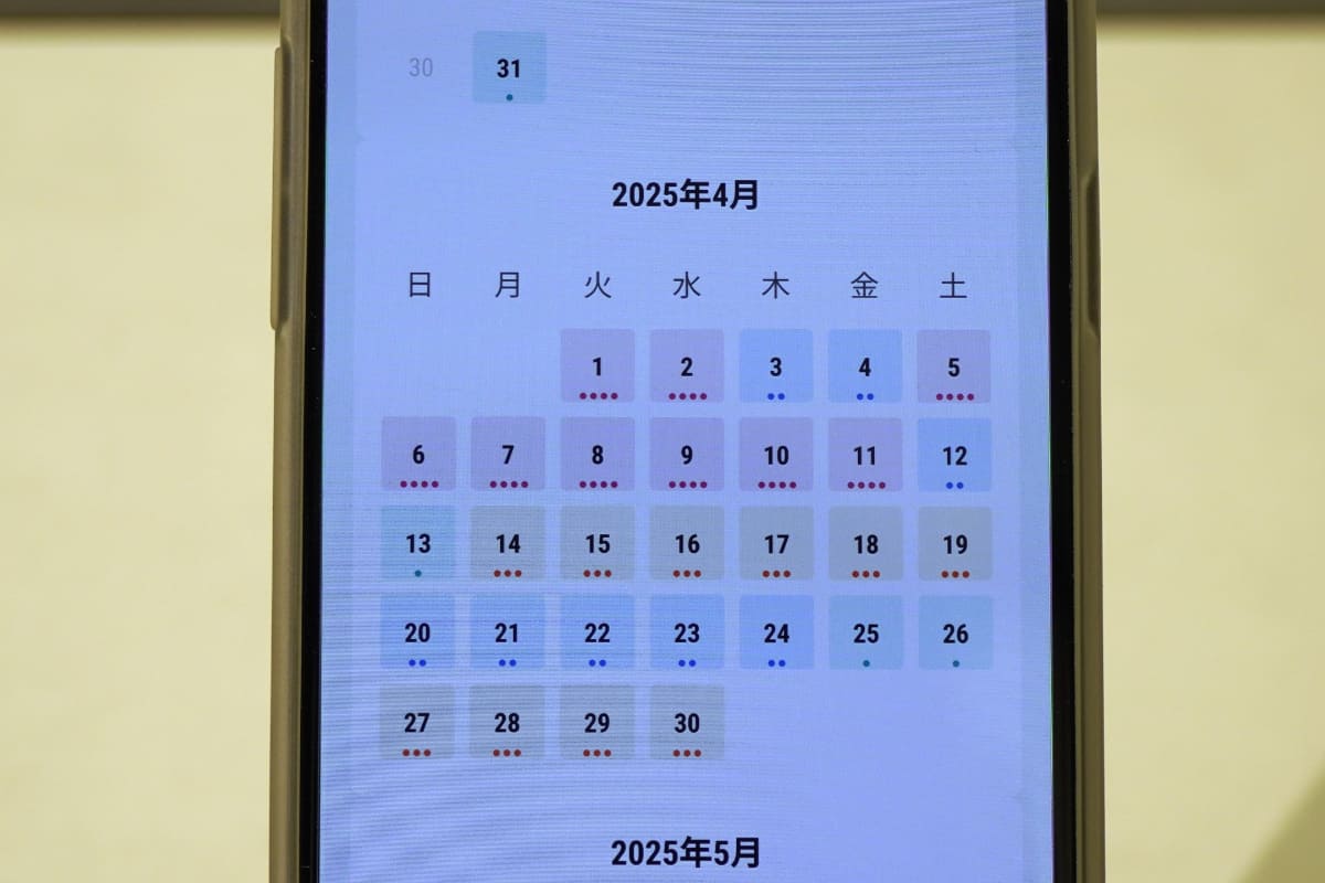カレンダー形式で相場をチェックできる