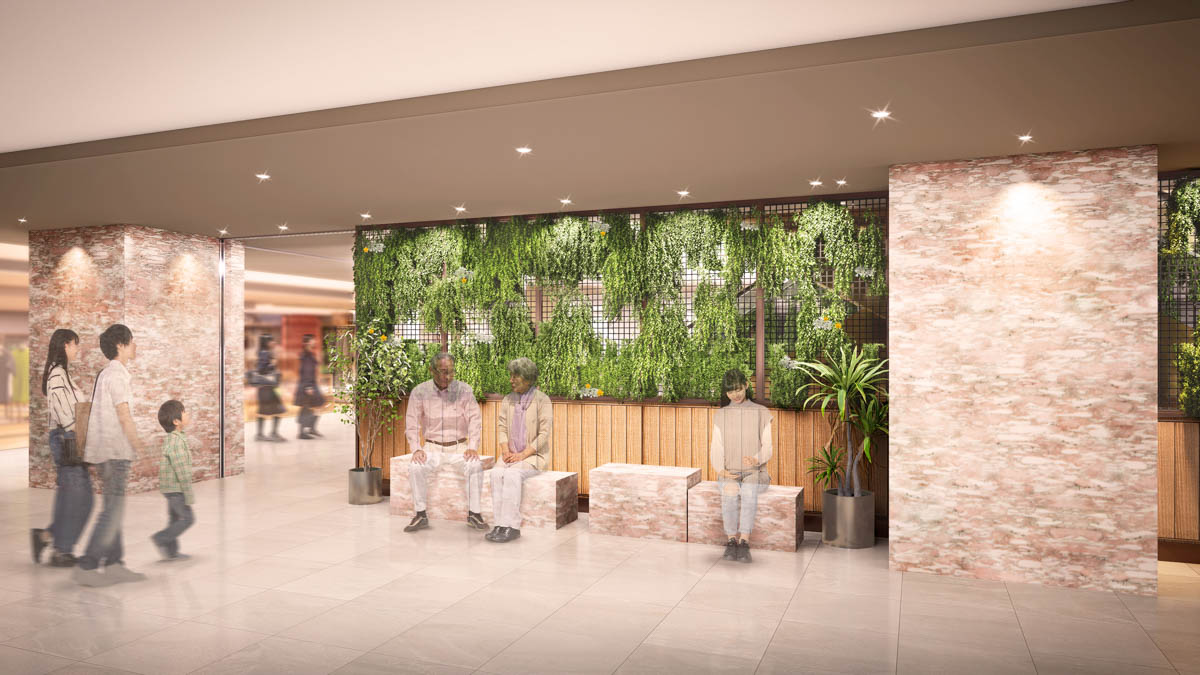 既存の大理石をリメイクしたベンチ