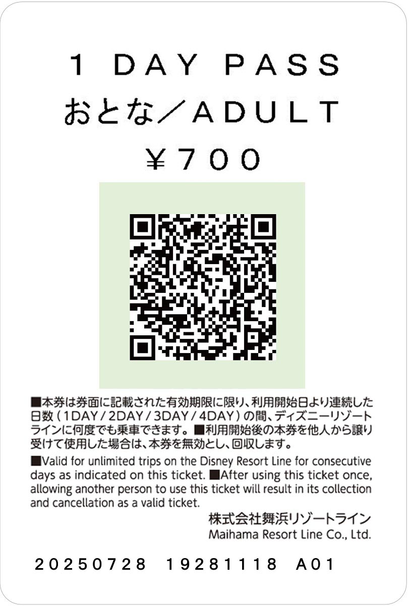 フリーきっぷ裏面