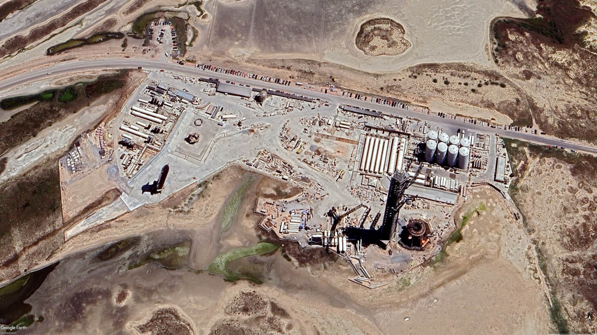2023年6月、スターシップ射場としての機能を発揮し始めたスターベース(©Google)