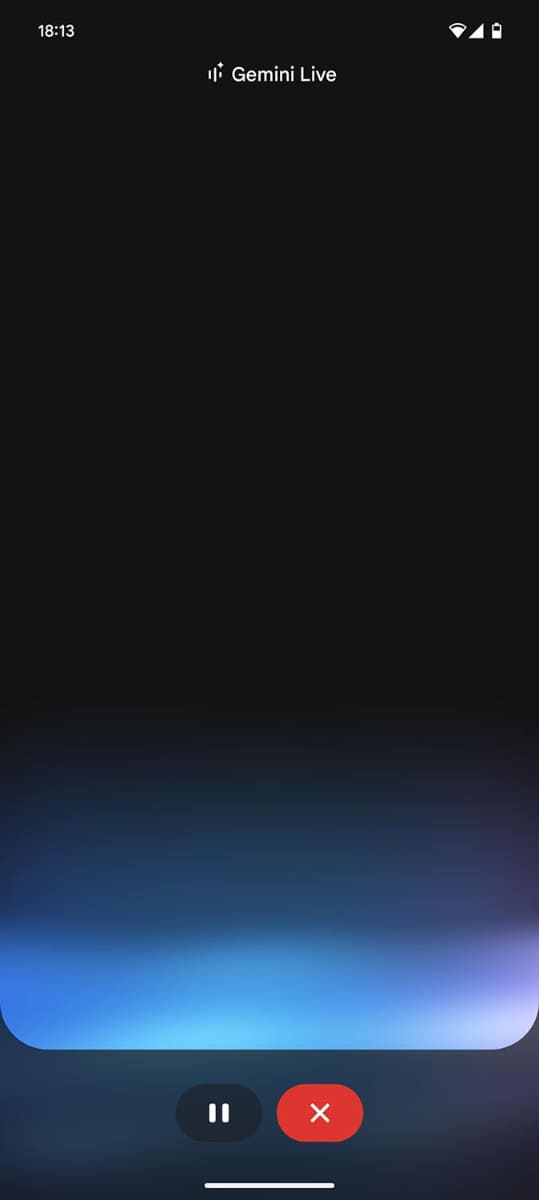 Pixel 8 Proで「Gemini Live」を起動したところ。多くのスマホで、この画面が表示されます