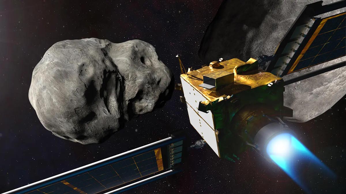 NASAによるDART探査機の小惑星への衝突イメージ。Credit: NASA