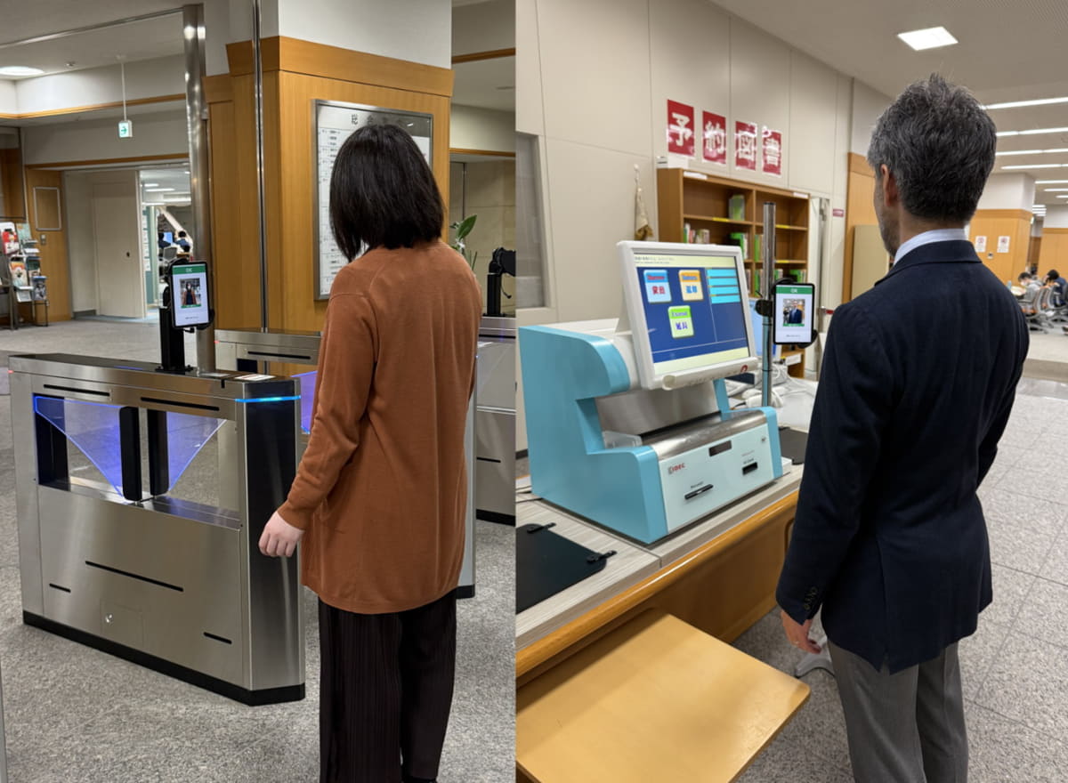 顔認証技術と連携した入館ゲート、自動貸出返却装置