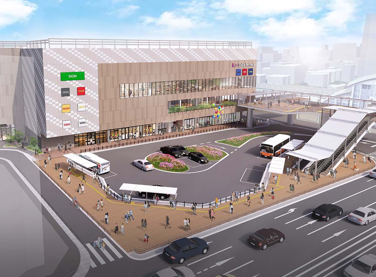 北綾瀬駅北改札からペデストリアンデッキで直結