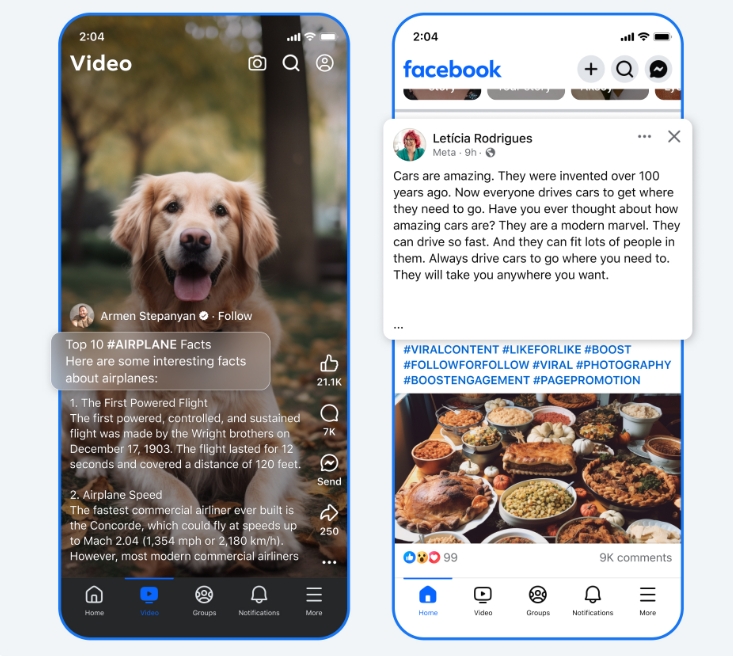 犬の画像に対して、無関係な飛行機に関するキャプションを付けている