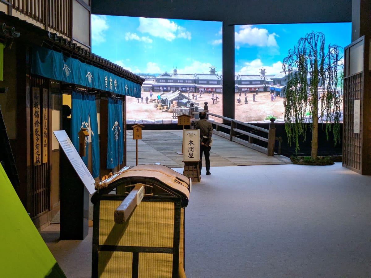 江戸時代の天明・寛政期の日本橋界隈が再現された、附章「天明寛政、江戸の街」の展示風景