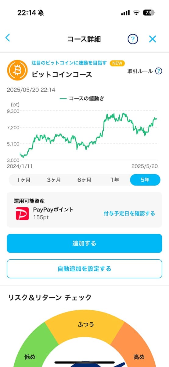 ポイント運用の「ビットコインコース」