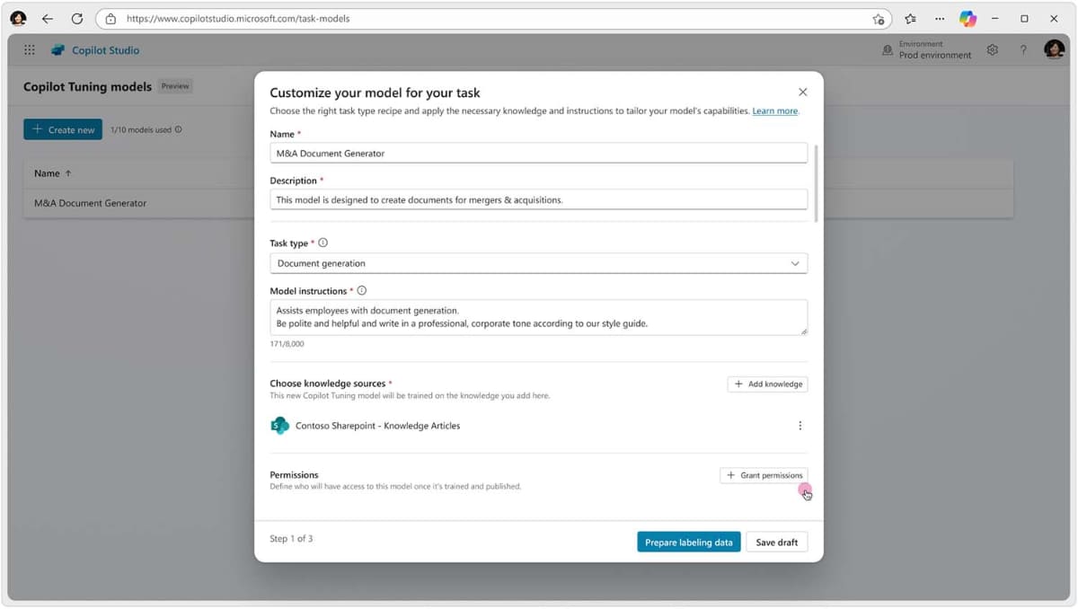 Microsoft 365 Copilot Tuning