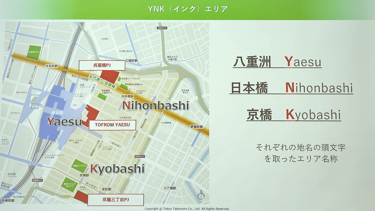 八重洲、日本橋、京橋の頭文字から「YNK(インク)エリア」と呼ばれているという
