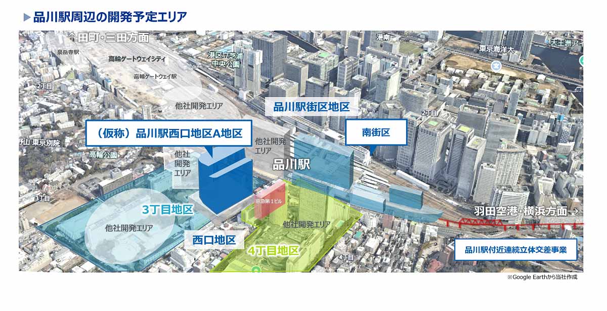 品川駅周辺の開発予定エリア