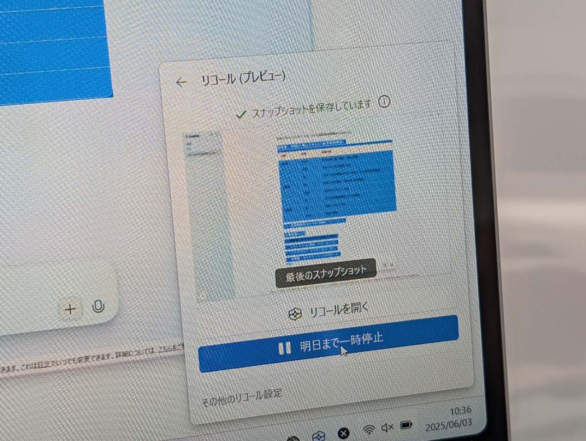 一時的にリコール機能を停止することも可能。そのほかアプリやWebページのフィルタ設定もできる