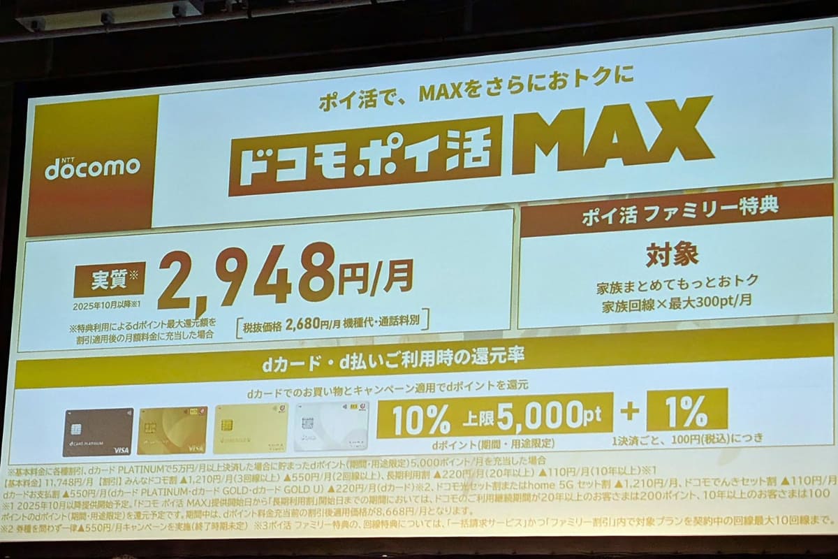 dカード利用を加速するポイ活MAXプランが先日発表された