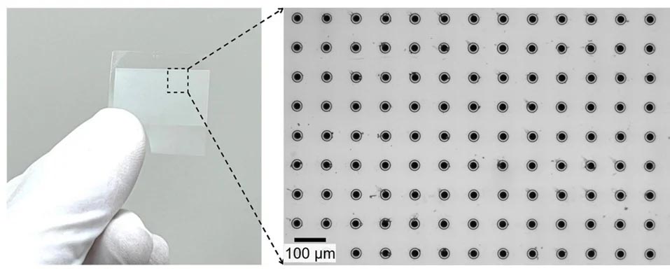 ガラス基板へ多量の貫通穴を超高速加工(穴間隔100μm)