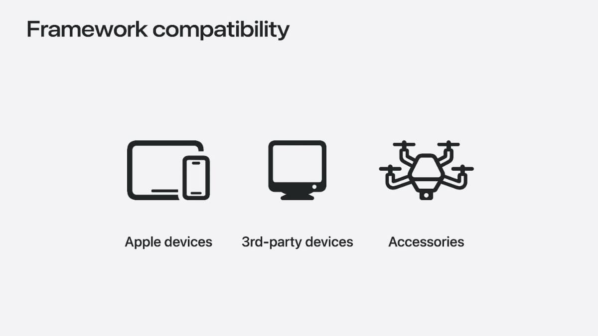 iOS 26の「Wi-Fi Aware」に関する解説ビデオより。セキュアなまま、様々なデバイスやサードパーティー製品との接続を目指す