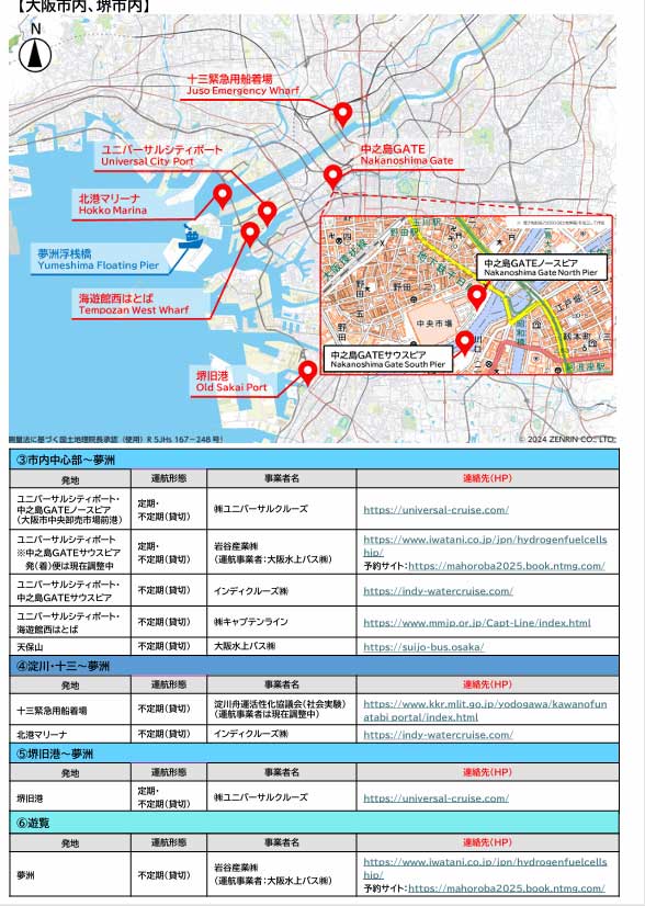 大阪市内の「夢洲・万博行き」航路(公式ホームページより)