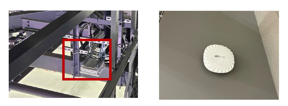 ドコモのミリ波基地局装置(左)、「Wi-Fi 7」(右)