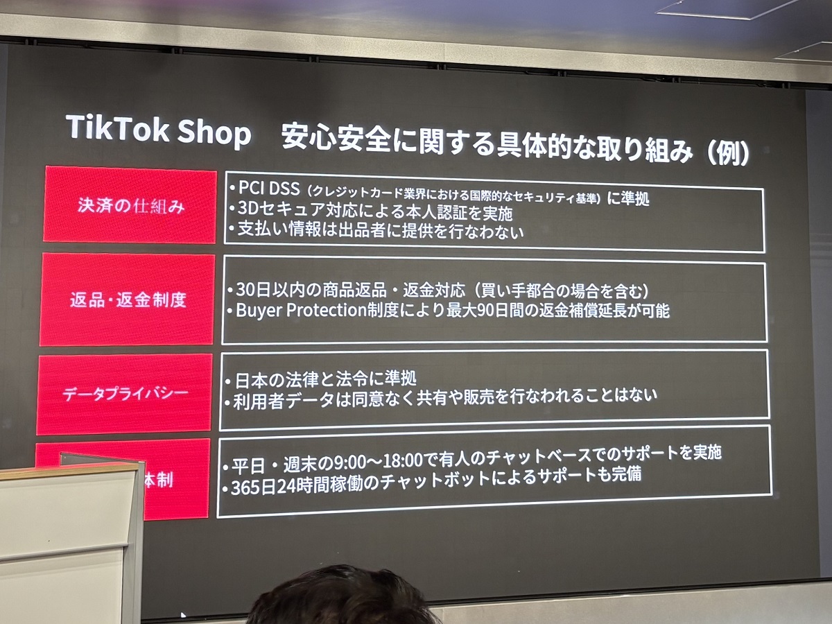 TikTok Shopの安全性を実現するための施策